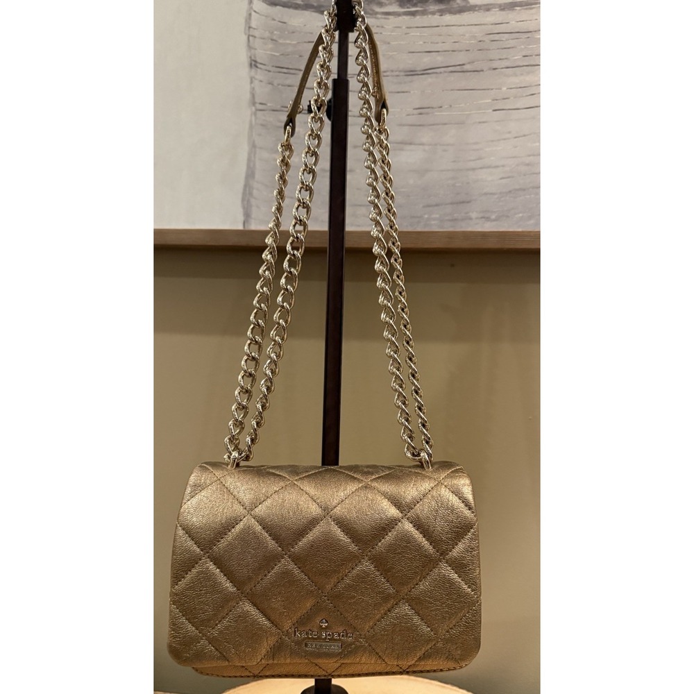 Kate Spade Gold Quilted Leather Mini Emerson Place Vivenna Crossbody Bag - Picture 2 of 15
